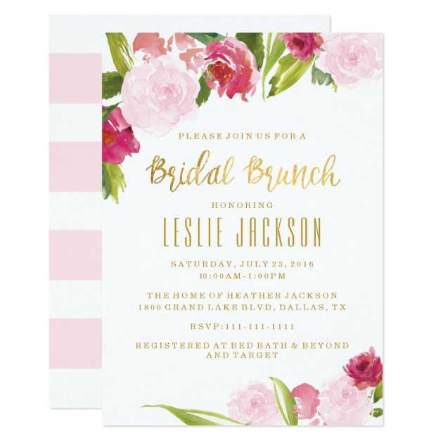 Bridal Brunch Shower Invitation Blush And Gold