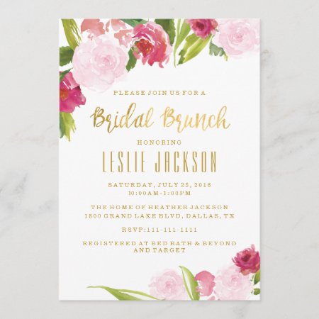 Bridal Brunch Shower Invitation Blush And Gold