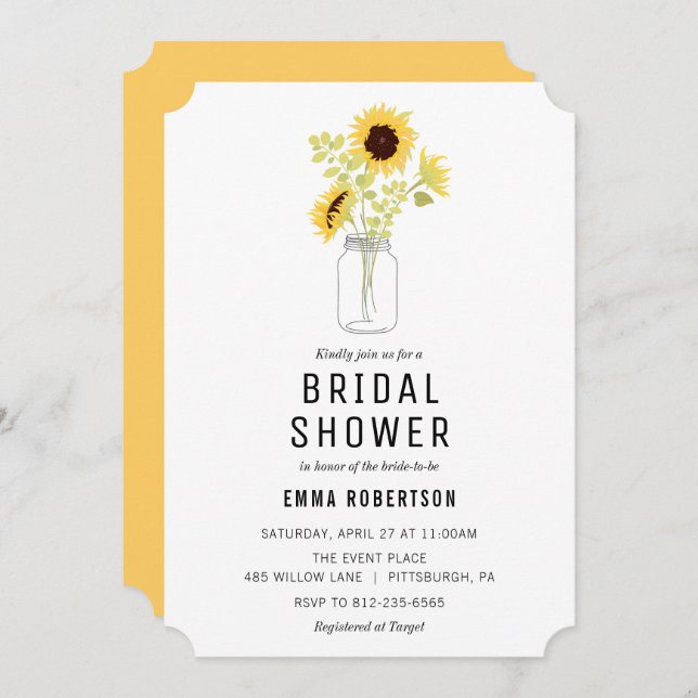 Bridal Brunch Sunflower Bouquet Shower invitation (Front/Back)