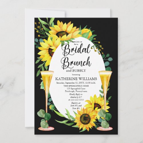 Bridal Brunch Sunflowers  Eucalyptus Floral Frame Invitation