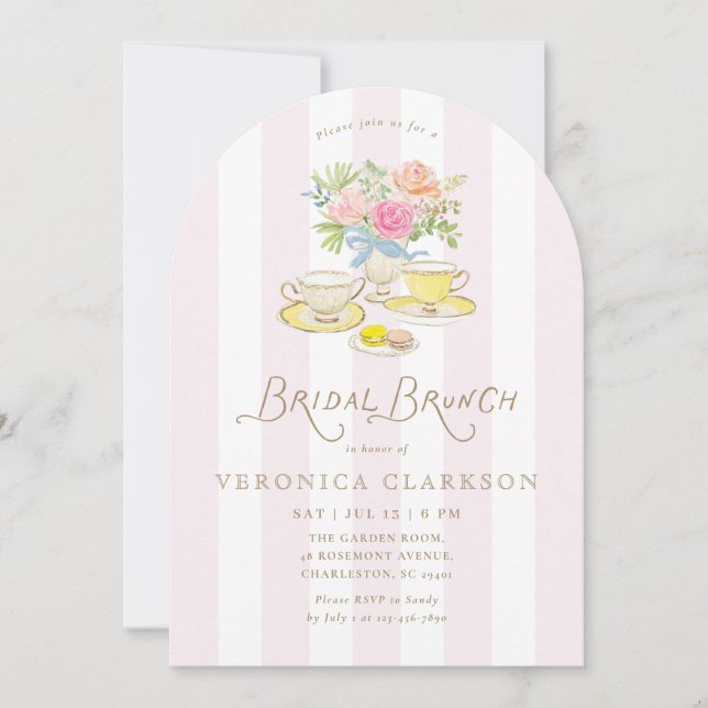 Bridal Brunch Tea Party Arch Invitation (Front)