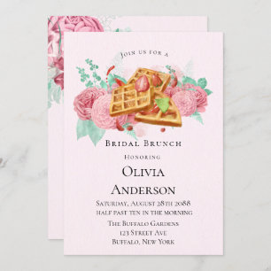 Bridal Brunch Waffles Pink and Mint Invitation
