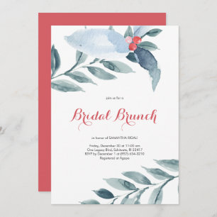 Bridal Brunch Watercolor Red Berries Holiday Party Invitation