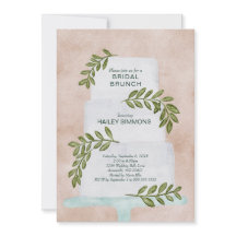 Bridal Brunch Watercolor Wedding Cake w/ Greenery