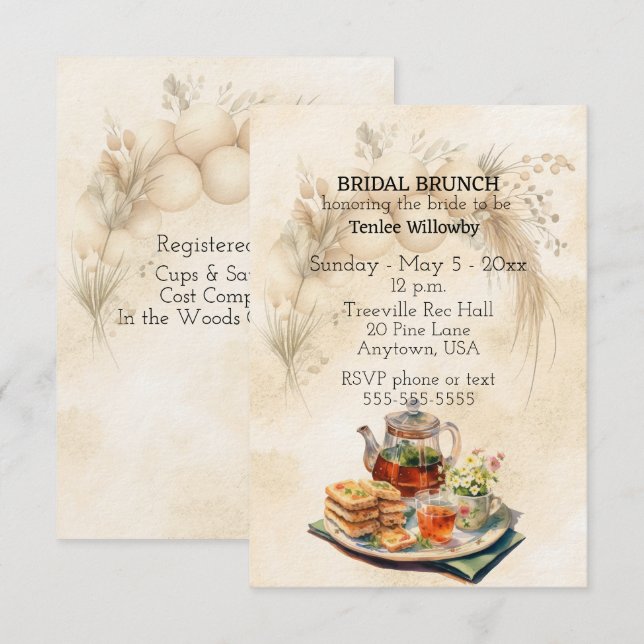 Bridal Brunch Wedding Shower Invitation (Front/Back)