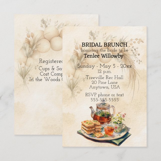 Bridal Brunch Wedding Shower Invitation (Front/Back)