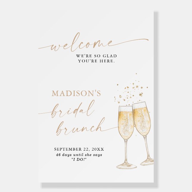 Bridal Brunch Welcome Sign, Brunch & Bubbly Shower Foam Board (Front)
