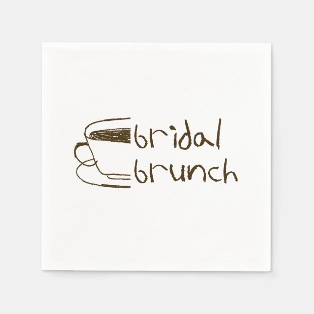 Bridal Brunch Whimsical Coffee Mug Drawing Wedding Napkins (Front)