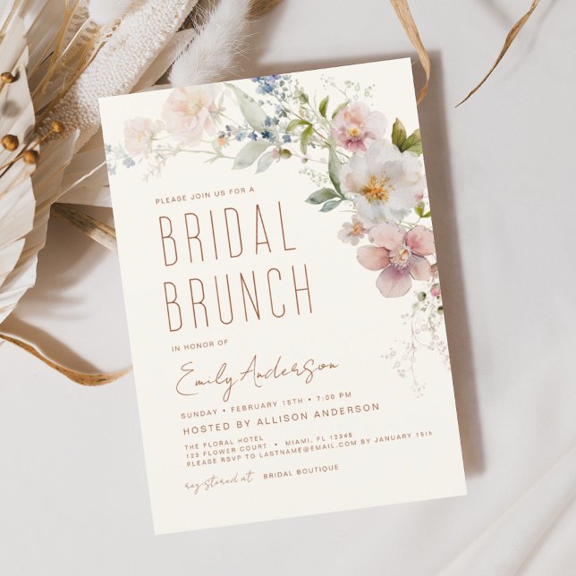 Bridal Brunch Wildflower Boho Elegant Shower Invitation (Creator Uploaded)