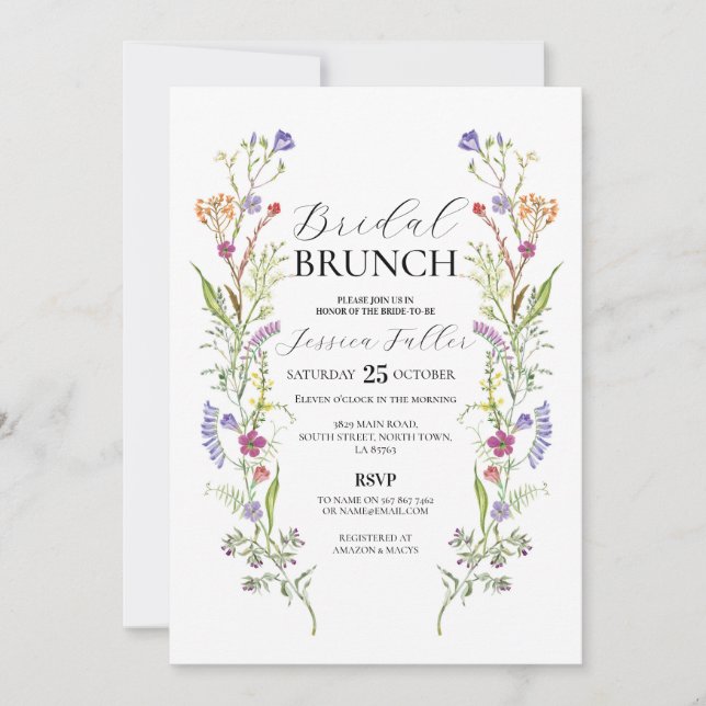 Bridal Brunch Wildflowers Floral Ditsy Invitation (Front)