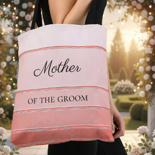 Bridal Chic Coral Tone on Tone Striped Tote Bag