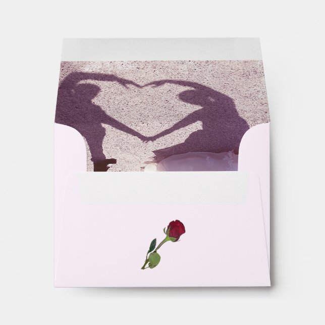 Bridal Couple Silhouette Heart in Sand Wedding Envelope (Back (Bottom))
