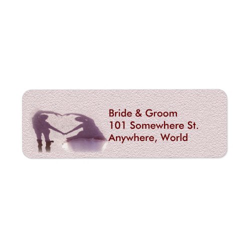 Bridal Couple Silhouette Heart in Sand Wedding Label