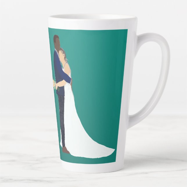 Bridal Couple, skin tones Variation 3 Latte Mug (Right)