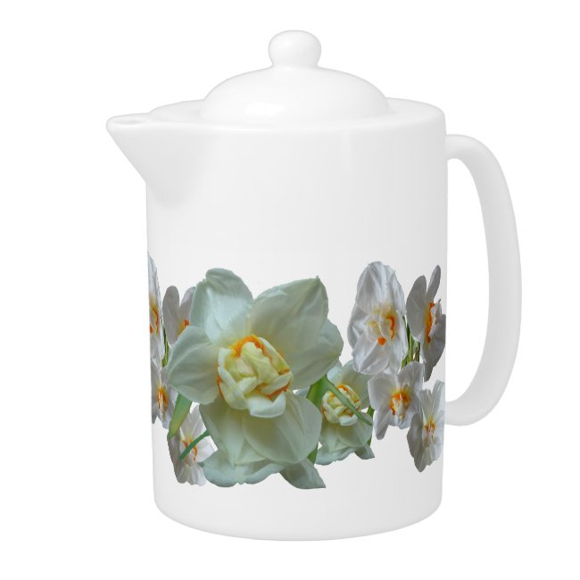 Bridal Crown Daffodils Close Up Teapot