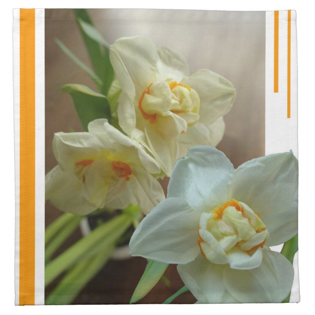 Bridal Crown Daffodils Design Cloth Napkin (Front)