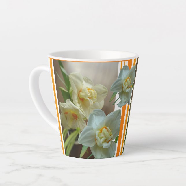 Bridal Crown Daffodils Design Latte Mug (Left Angle)