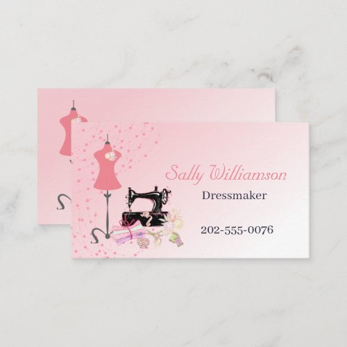 Bridal Dress Alterations Pink Business Card