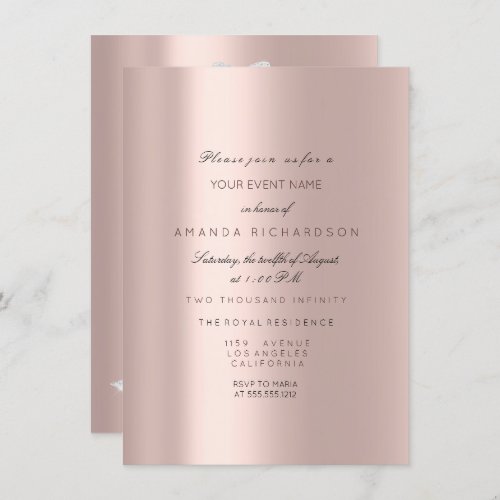 Bridal Dress Spark Rose Pastel Pink Rose Diamond Invitation