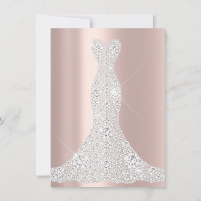 Bridal Dress Spark Rose VIP Pink Rose Diamond Invitation (Back)