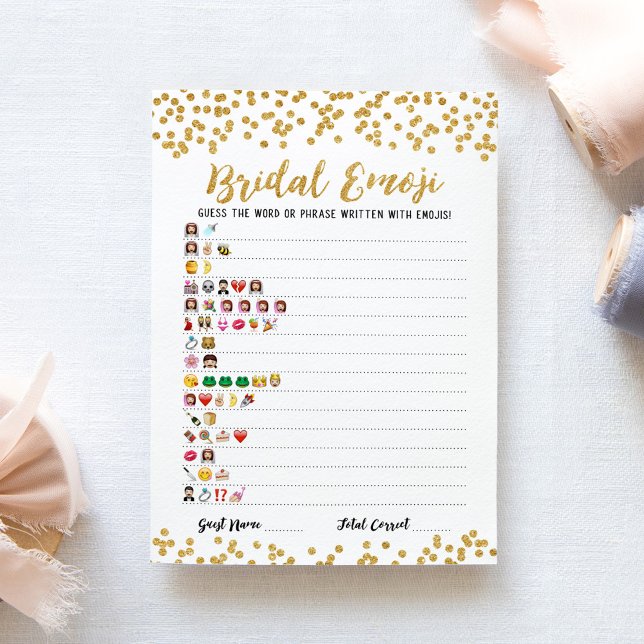Bridal emoji game with Answers Bridal shower Card (Creator Uploaded)