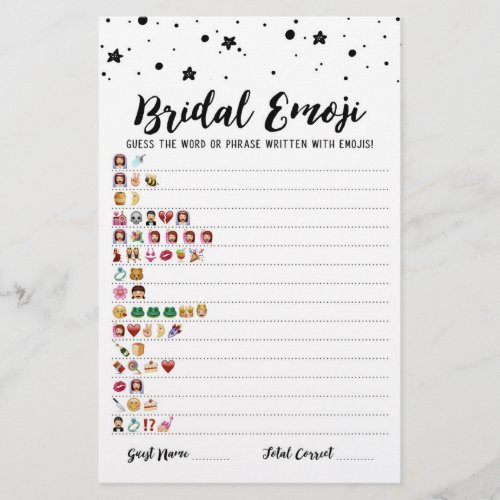 Bridal emoji game with Answers Bridal shower game