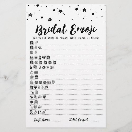Bridal emoji game with Answers Bridal shower game