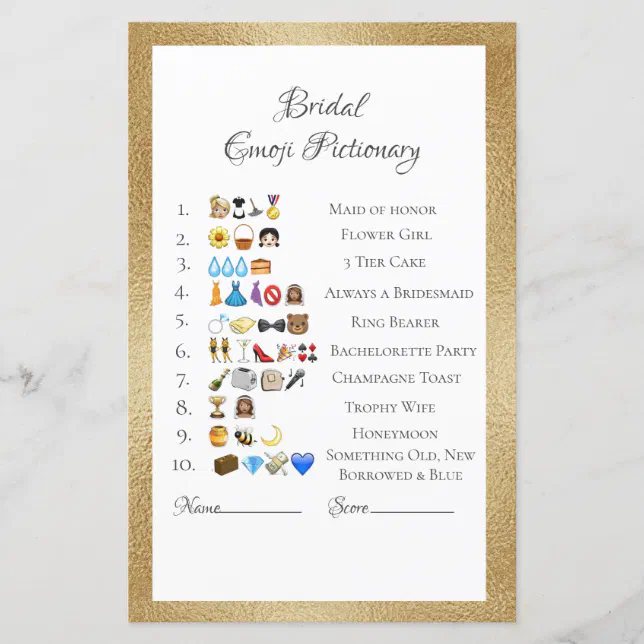 bridal-emoji-pictionary-game-answers-paper-sheet-zazzle