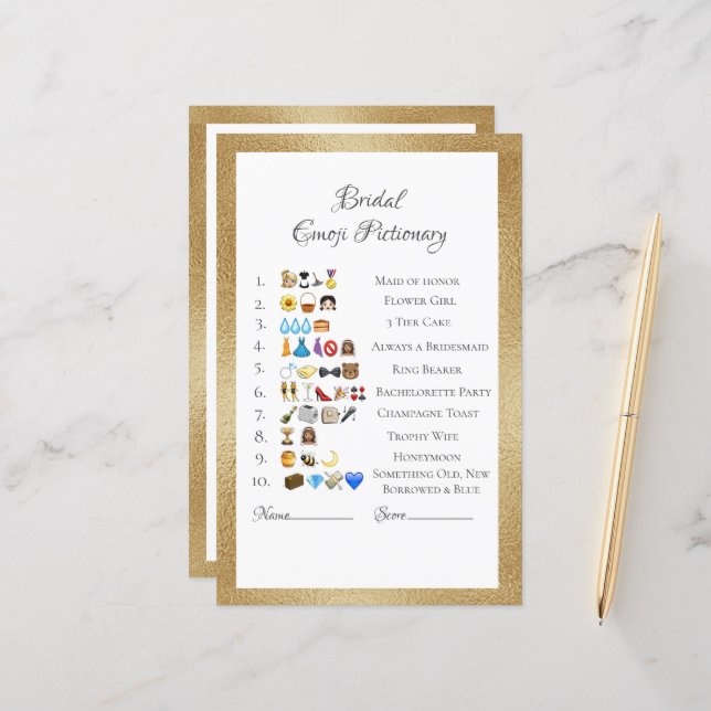 Bridal Emoji Pictionary Game Answers Paper Sheet | Zazzle bridal-emoji-pictionary-game-answers-paper-sheet-zazzle