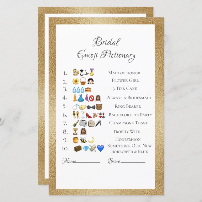 Bridal Emoji Pictionary Game Answers Paper Sheet | Zazzle bridal-emoji-pictionary-game-answers-paper-sheet-zazzle