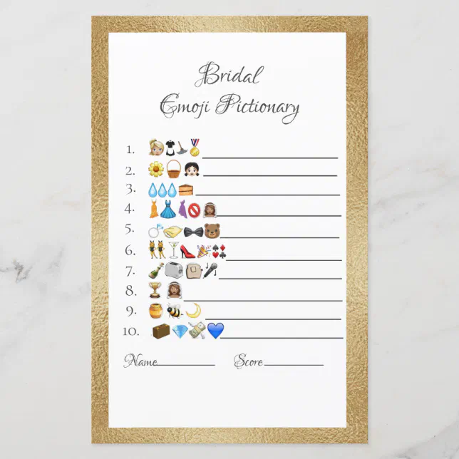 Bridal Emoji Pictionary Game Paper Sheet | Zazzle bridal-emoji-pictionary-game-paper-sheet-zazzle