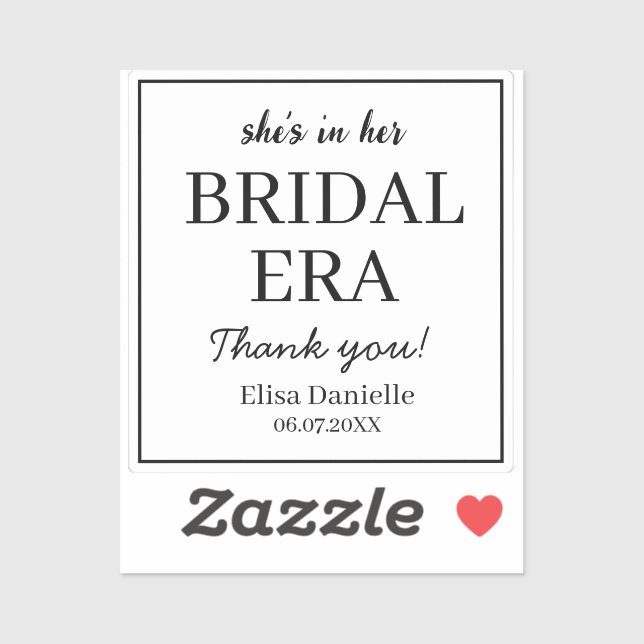 Bridal Era Minimalist Modern Custom Bridal Shower Sticker (Sheet)