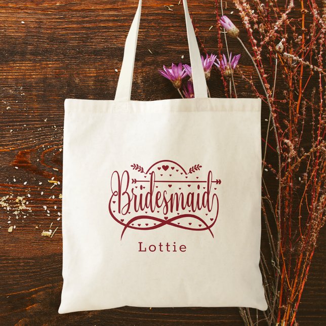 Bridal Favor Bridesmaid Simple Elegant Burgundy Tote Bag (Creator Uploaded)