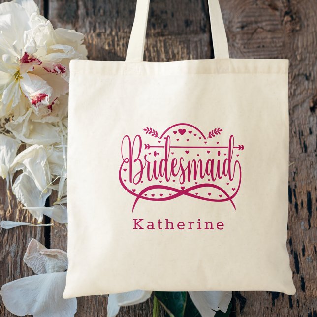 Bridal Favor Bridesmaid Simple Elegant Classy Pink Tote Bag (Creator Uploaded)