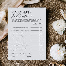 Bridal Feud Popular TV Game Show Trivia Card