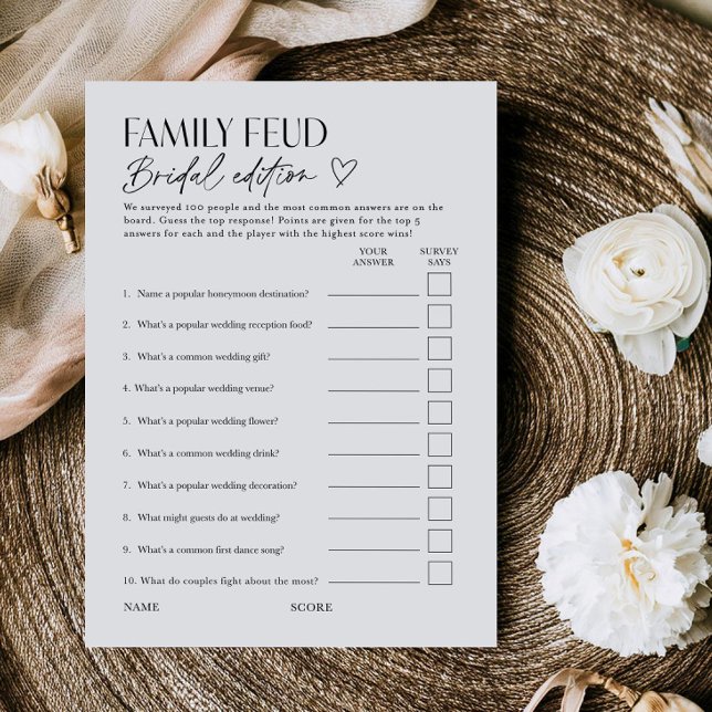 Bridal Feud Popular TV Game Show Trivia Card (Creator Uploaded)