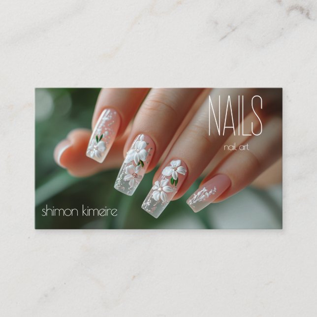 Bridal Floral Nail Art Manicurist Loyalty  Business Card (Front)