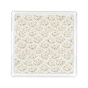 Bridal Floral Pattern Acrylic Tray