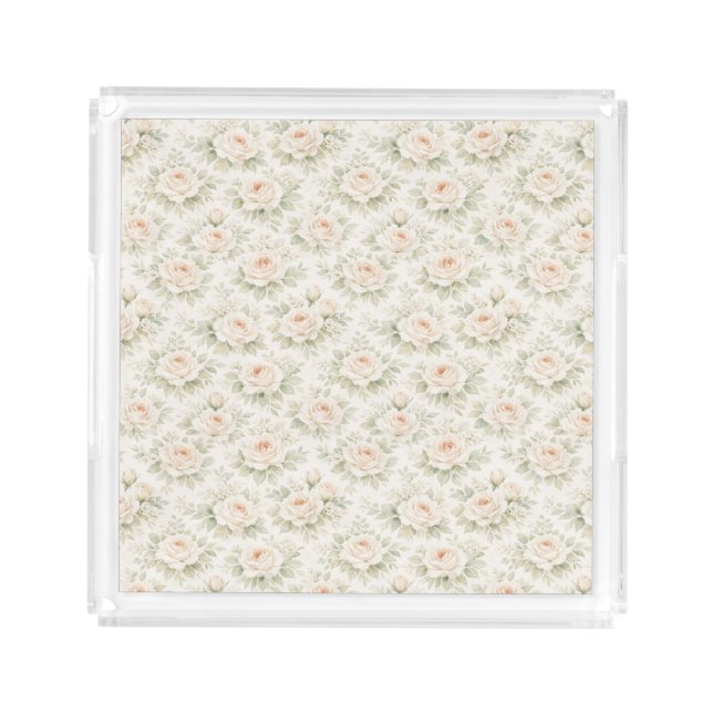 Bridal Floral Pattern Acrylic Tray (Front)