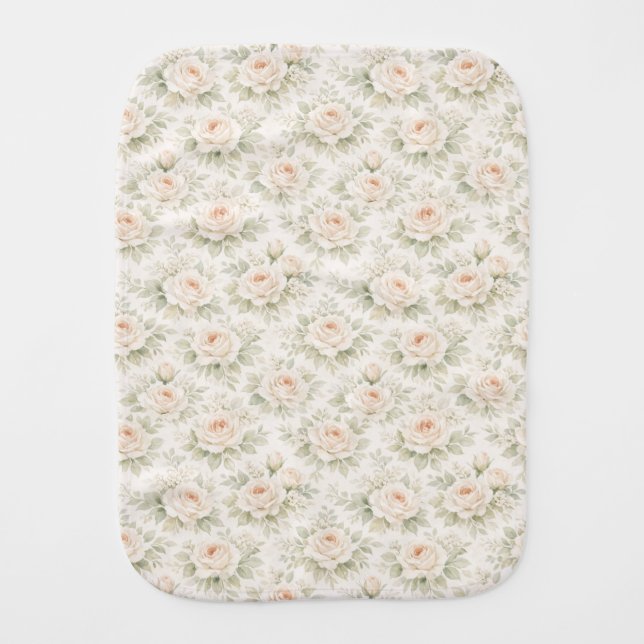 Bridal Floral Pattern Baby Burp Cloth (Front)
