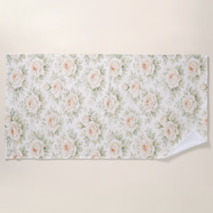 Bridal Floral Pattern Beach Towel
