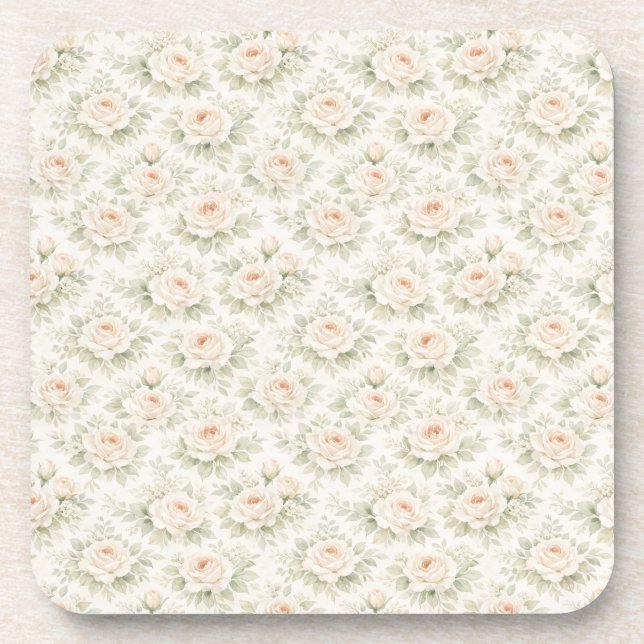 Bridal Floral Pattern Beverage Coaster (Front)