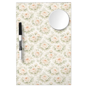 Bridal Floral Pattern Dry Erase Board With Mirror