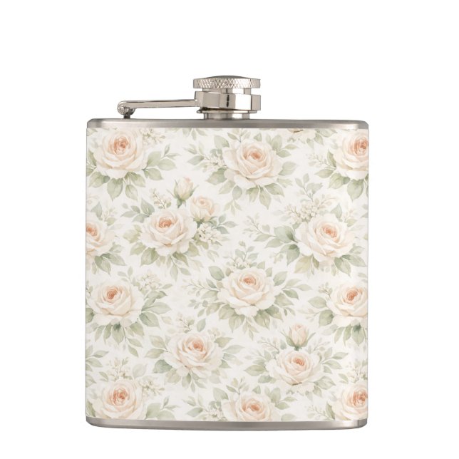 Bridal Floral Pattern Flask (Front)