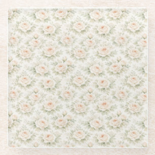 Bridal Floral Pattern Glass Coaster