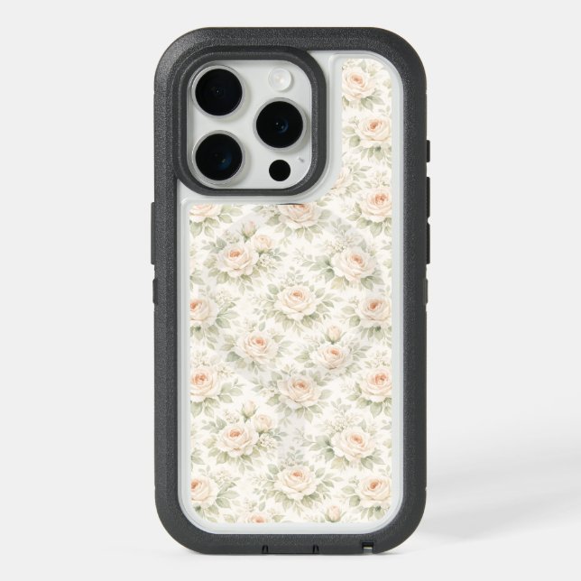 Bridal Floral Pattern iPhone 15 Pro Case (Back (White Titanium))