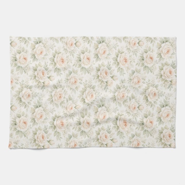 Bridal Floral Pattern Kitchen Towel (Horizontal)