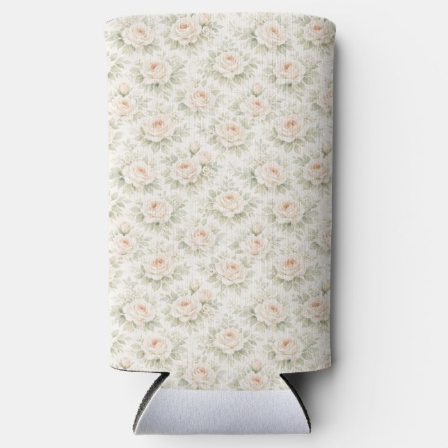 Bridal Floral Pattern Seltzer Can Cooler (Front)