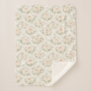 Bridal Floral Pattern Sherpa Blanket
