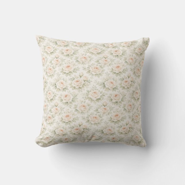 Bridal Floral Pattern Throw Pillow (Front)